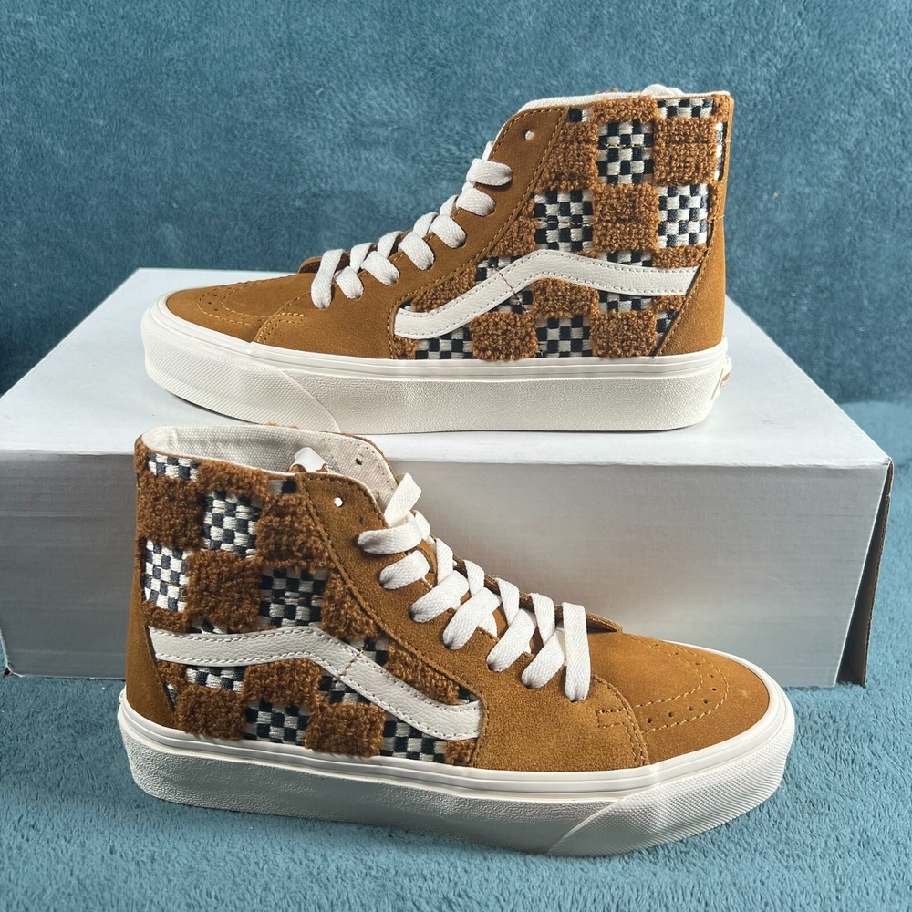 Vans Sk8-Hi Tapered Unisex Leather Caramel Sneaker Athletic Size US M5.5/W7